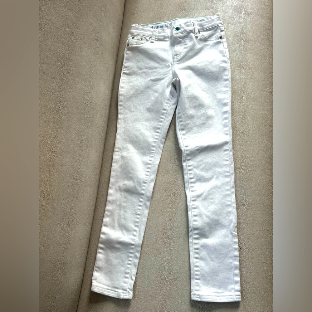 Vineyard Vines Girls White Skinny Jeans Size 10 Adjustable Waistband